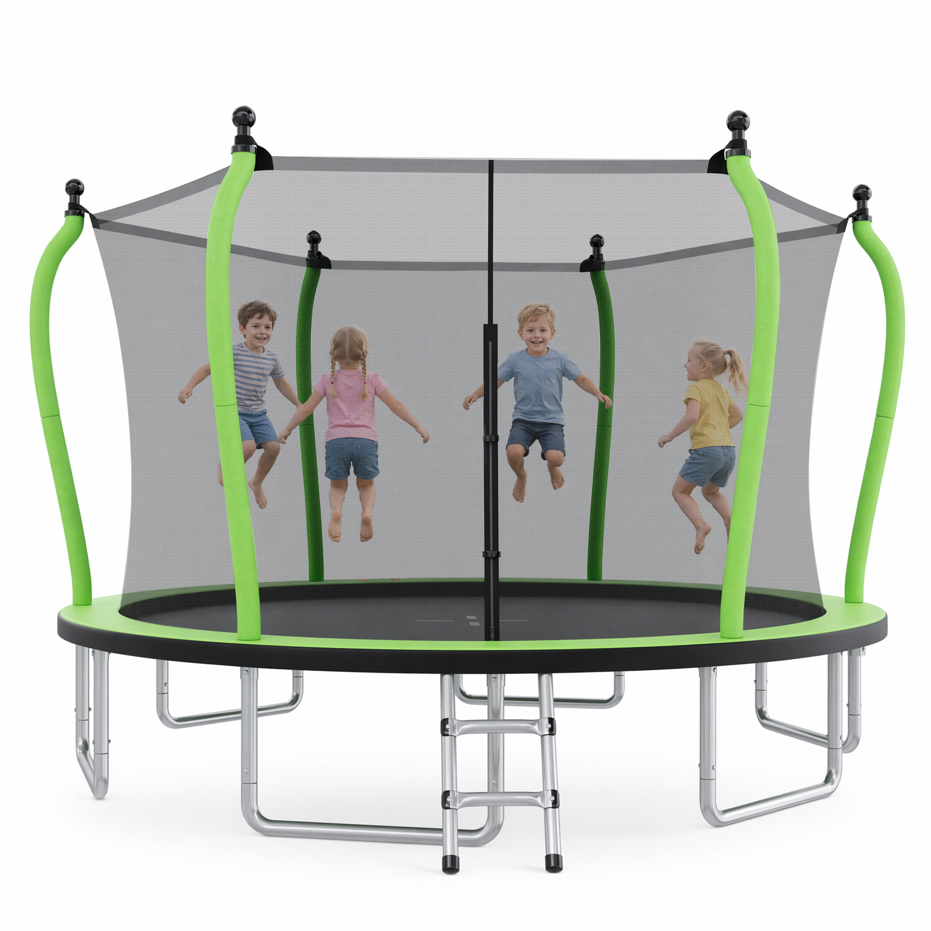 EUROCO 14FT Premium Trampoline with UV Resistant Safety Enclosure and Ladder, Round Backyard Bouncer Maximum Load Capacity for Kids and Adults