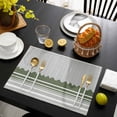 thumbnail image 3 of Dark Green Striped Placemats Set of 12, Abstract Modern Geometric Stripes Placemats for Dining Table, Place Mats for Kitchen Tabletop, Waterproof Wipeable Dining Table Mats Set, 3 of 9