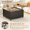 thumbnail image 5 of Flycity Square Lift Top Coffee Table, 31.5" Farmhouse Lift Up Coffee Table with Hidden Storage Compartment, Wood Center Table for Living Room, Black, 5 of 8