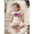 thumbnail image 4 of BemeyourBBs Newborn Baby Boy Girl 4th of July Outfit Summer Clothes Infant Baby Patriot Independent Day Clothes Waffled Stripes Romper Short Sleeve American Flag Embroidery Jumpsuit Bodysuit Playsuit, 4 of 9