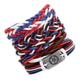 thumbnail image 4 of KAKOWELY Pulsera tejida ajustable con dijes de cuentas de fútbol de aleación de 5 piezas, regalo de joyería, 4 of 4