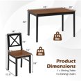 thumbnail image 2 of Costway 5 Piece Dining Table Set for 4 People with Rubber Wood Legs, Cross Backrest, 2 of 10