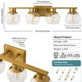 thumbnail image 4 of Bathroom Vanity Fixtures 4-Lights Gold Bathroom Light Over Mirror with Clear Glass Shade Vanity Lights for Bathroom, 4 of 7