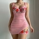 thumbnail image 2 of WILLBEST Conjunto de Lencería de 2 Piezas para Mujer, Camisón de Peluche con Volantes Fruncidos y Estampado Floral, Ropa de Dormir con Tanga Grande​​, 2 of 4