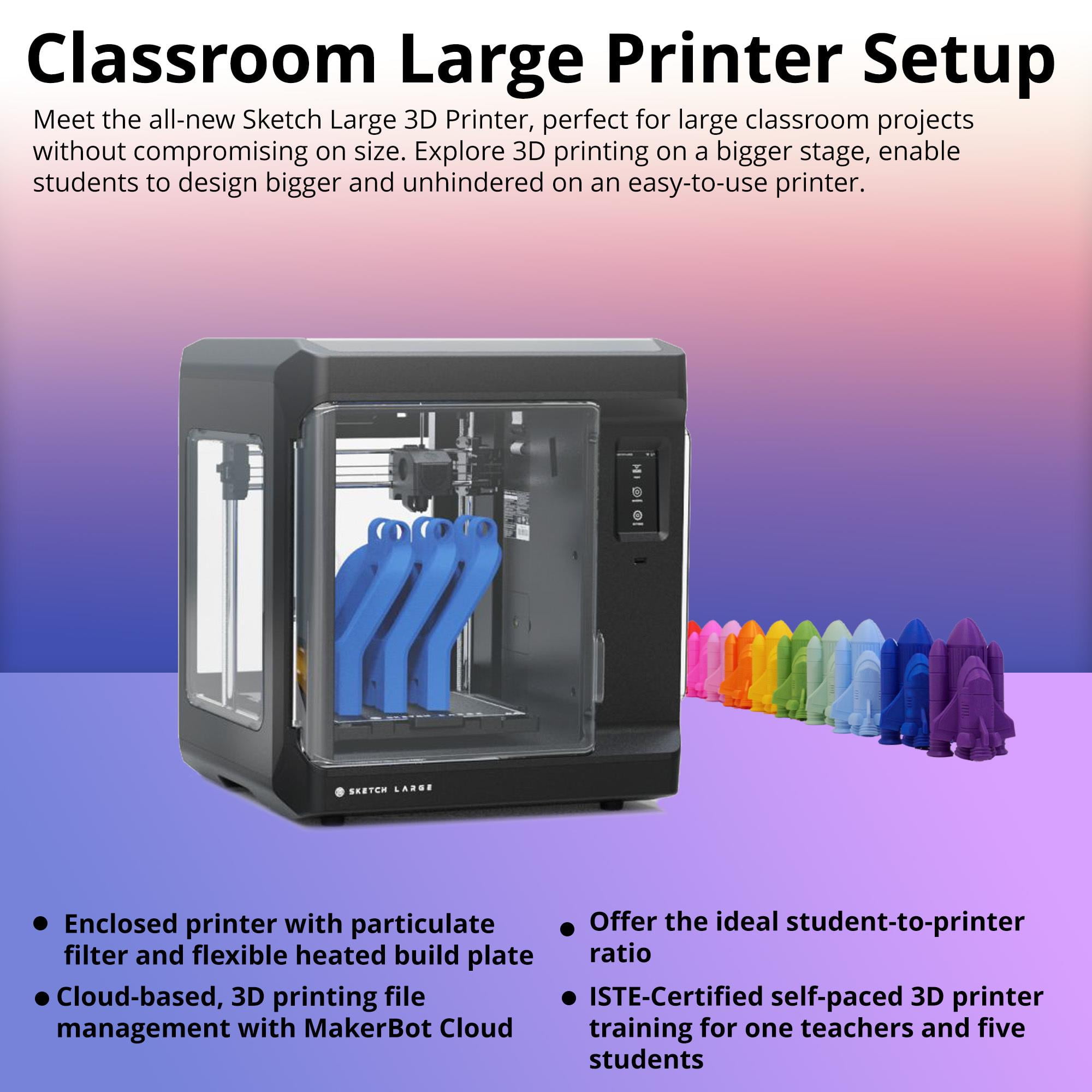 Open Box MakerBot Sketch 3D Printer with Fused Deposition Modelling Print Technology and Layer Resolution of 100 To 400 Microns (Black, Large)
