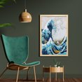 thumbnail image 2 of Hokusai Wall Art with Frame, Illustration of Graphical Waves Splashing with People in the Boats Through Ocean, Printed Fabric Poster for Bathroom Living Room, 23" x 35", Multicolor, by Ambesonne, 2 of 2