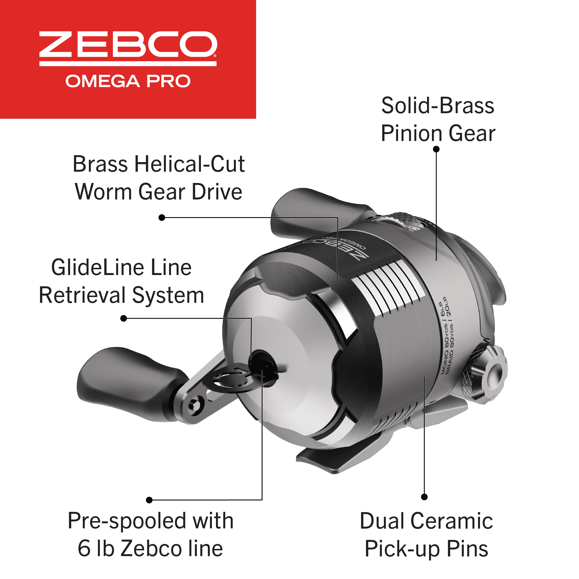 Zebco Omega Pro Spincast Fishing Reel, Size 20 Reel, Black