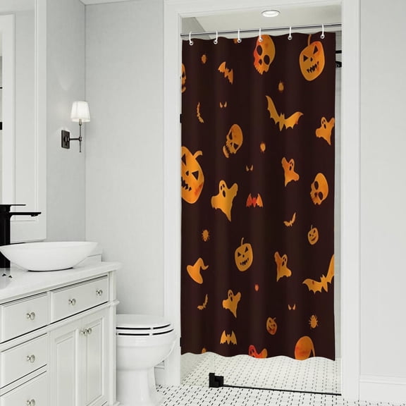 Halloween Spooky Icons on Dark Pattern Shower Curtain 36"x72" ,Bathroom Decorative Shower Curtains Set with 12 Hooks,Modern Waterproof Washable Shower Curtain