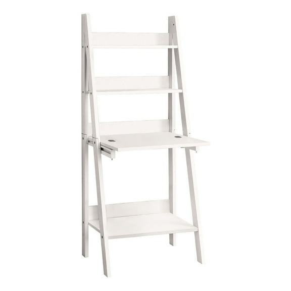 19" x 25.5" x 61" White Ladder Style Computer Desk