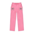 thumbnail image 5 of CPNG Toddler Girls Sportswear Set Teen Girls Long Sleeve Bow Print Hoodie Sweatshirt and Sweatpant 2 Pcs Outfits Set(Pink,11-12 Years), 5 of 8