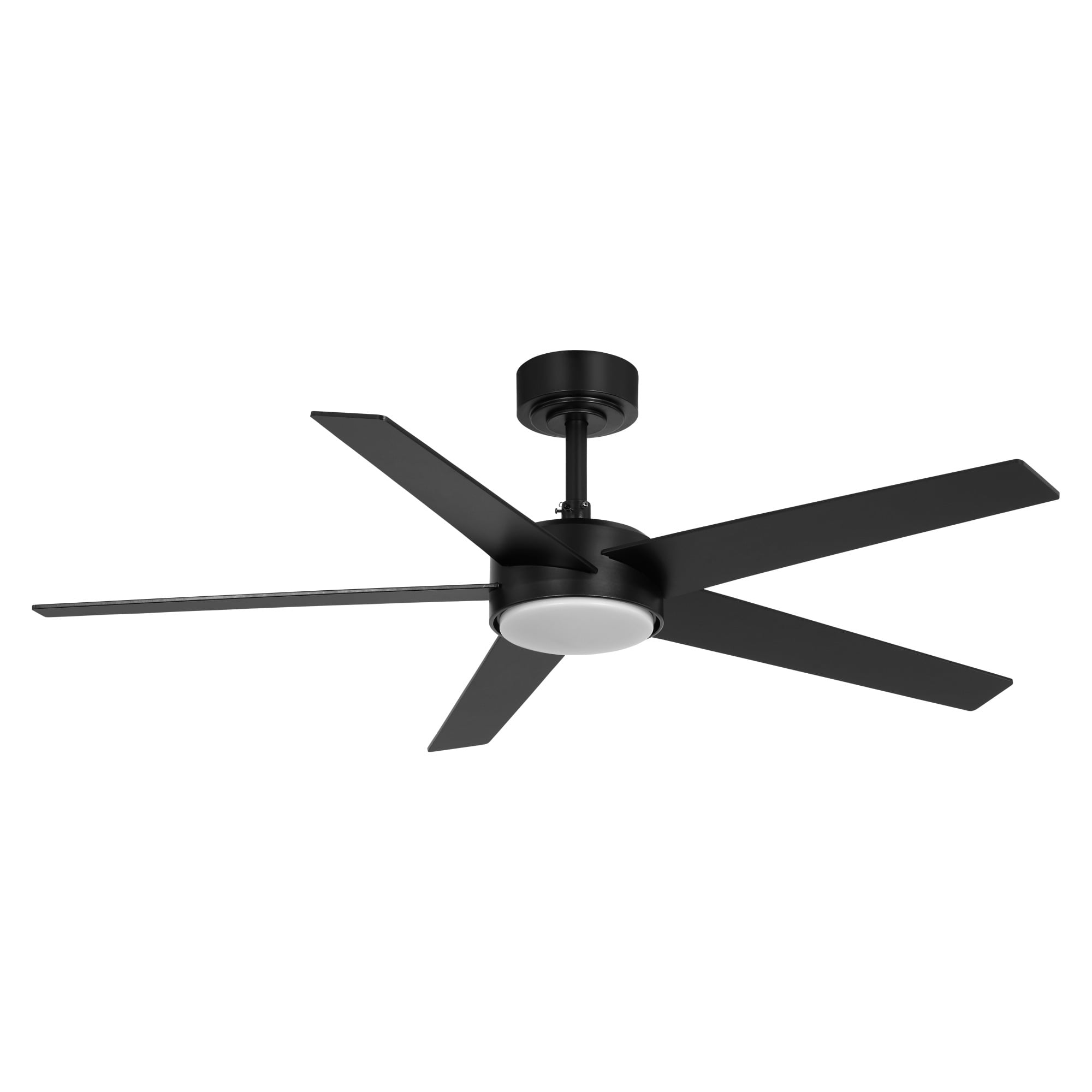 Mainstays 52-Inch Black Downrod DC Ceiling Fan with Integrated LED Light, Remote Control, 6 Speeds, and Fast-Install Blade System
