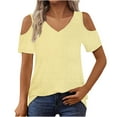 thumbnail image 2 of Akafmk Plus Size Womens Tops,Blouses for Women Summer Tops,Short Sleeve Tops Solid Color Loose Fitting V-neck Cold Shoulder Blouses Tunic Tops, 2 of 4