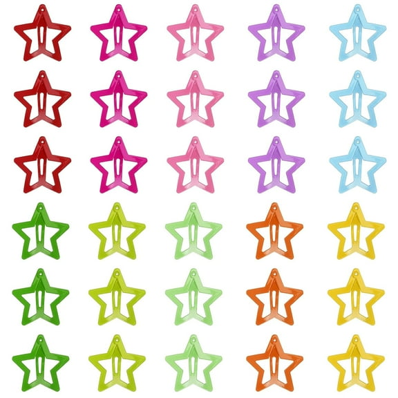 Monebena 50 Pcs Star Clips Hair Clips Star Barrettes for Girls Non-Slip Star Hair Accessories Cute Hairpins Colorful Snap Hair Barrettes Kawaii Hair Clips for Women Girls