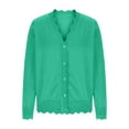 thumbnail image 5 of UVEASISHA Womens Lightweight V Neck Cardigan Sweaters Long Sleeve Button down Crop Shrugs Soft Comfy Casual Sweater Top Mint Green S, 5 of 8