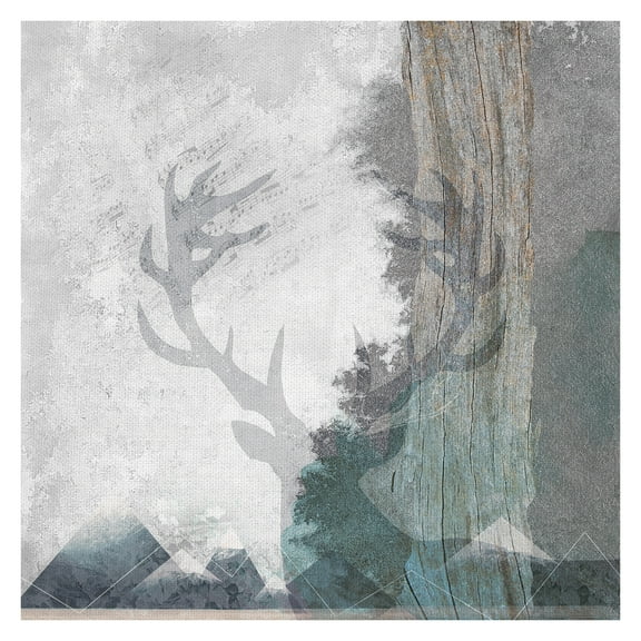 Masterpiece Art Gallery Deer and Mountains I By Louis Duncan-He Canvas Art Print 30" x 30"