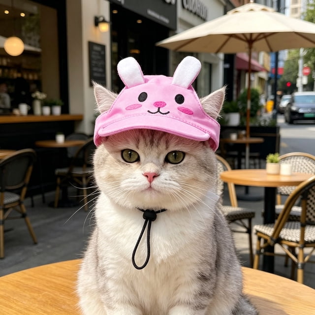 Tong Sun Hat For Cats With Ear Holes Adjustable Breathable Cute Summer