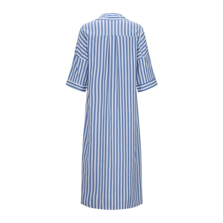 white christmas dresses Tuckernuck Blue Stripe Callahan Shirt Dress Blue Stripe / XL main image 0