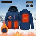 thumbnail image 5 of guisaled Men's Heated Jacket Hooded Intelligent Single Control 3 Areas Outdoor Heating Coats Waterproof Christmas Printed Warm Outerwear, 5 of 6