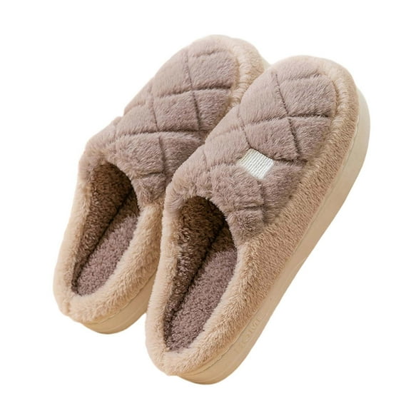 HNMKIU Cozy Mens Slippers with Pattern Thick Sole Warm Home Footwear Lined for Indoor Comfort and Couples 01_Coffee,7.5