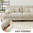thumbnail image 6 of Cloud Couch Sectional Sofa for Living Room, Chenille 2 Seater Sofa with 2 Lumbar pillows and 2 throw pillows , Upholstered Wide Arm Sofa with Convertible Ottoman,Chenille Light coffee, 6 of 9