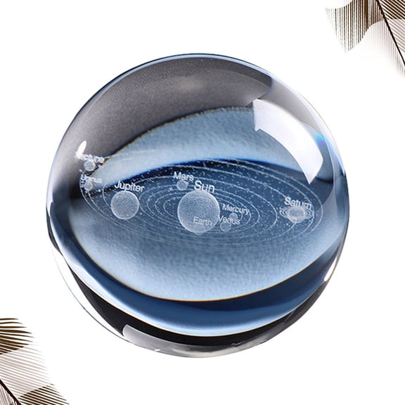 USHOBE Solar System Crystal Ball 3D Engraved Multi-Color for Home Decor