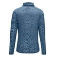 thumbnail image 7 of Women's Mock Neck Velvet Top Long Sleeve Printed Slim-Fit Base Layer Solid Casual Spring & Autumn Blouse,L,Light Blue, 7 of 7