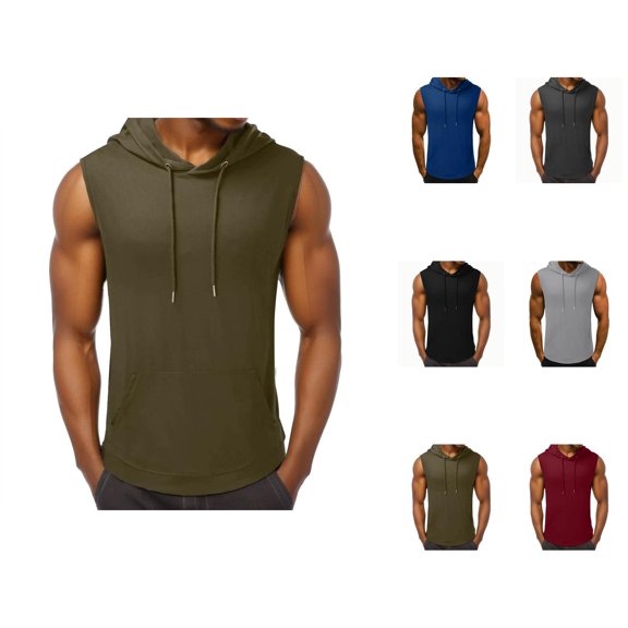 Hooded Tank Tops Men Summer Casual Lightweight Breathable Sleeveless Shirt with Hood Athletic Workout Gym Tanks