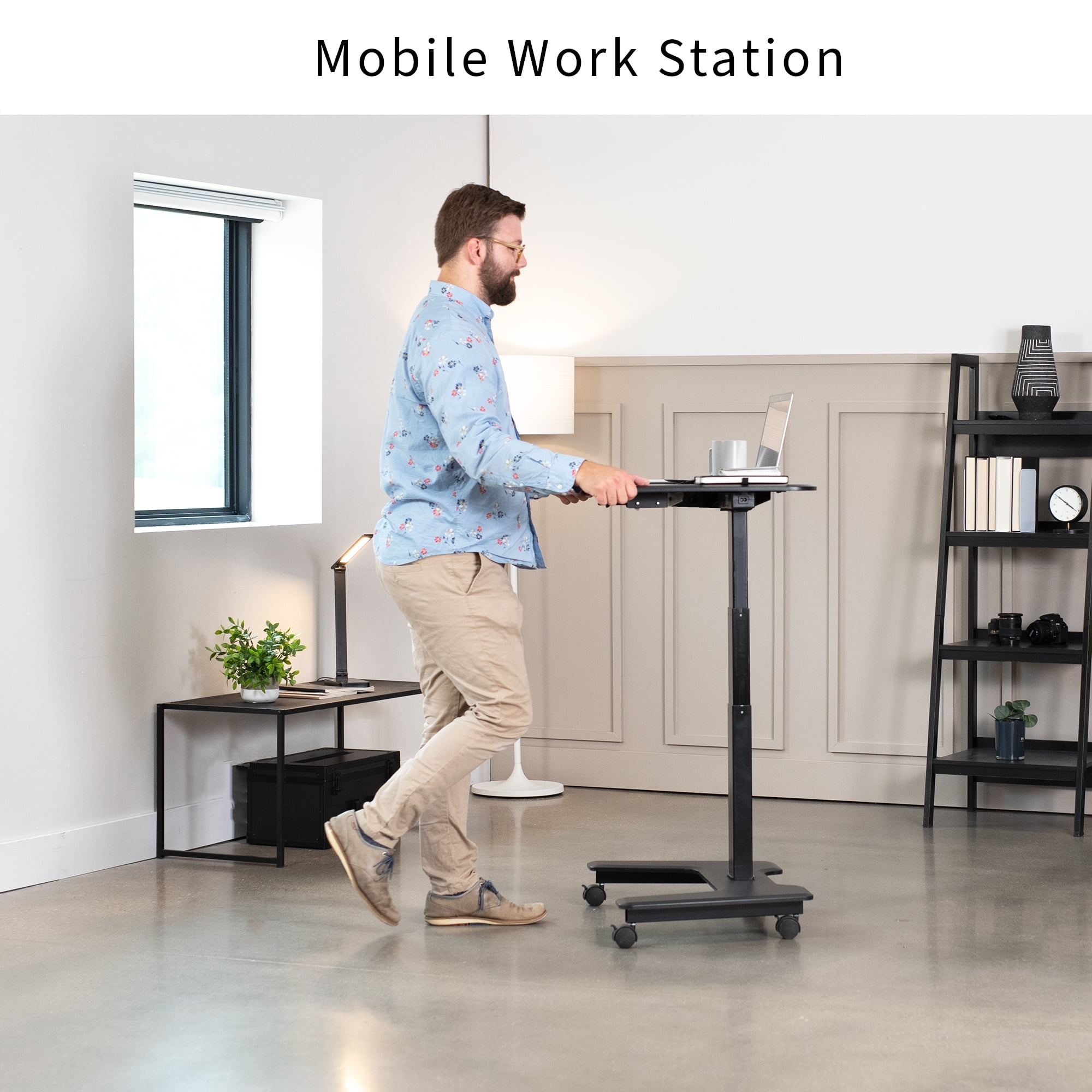 VIVO Black 36" Electric Mobile Height Adjustable Two Platform Standing Desk
