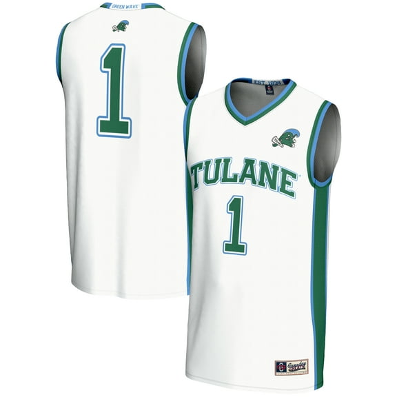 Youth GameDay Greats White #1 Tulane Green Wave Lightweight Basketball Jersey