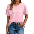 thumbnail image 2 of Posijego Valentine's Day Tops for Women Crew Neck Short Sleeve Heart Graphic T-Shirts Spring Summer Cute Tunic Blouses, 2 of 5