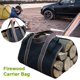 thumbnail image 3 of Porta leña para leña - Bolsa de lona para leña para chimenea | Bolsa de almacenamiento de troncos para facilitar el transporte (negra), 3 of 4