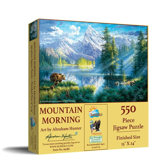 SUNSOUT INC - Mountain Morning - 550 pc Jigsaw Puzzle by Artist: Abraham Hunter - Finished Size 15" x 24" - MPN# 69786