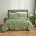 thumbnail image 2 of JML Knit Blanket King 3 Piece (90"x108") with 2 Shams - Soft Jersey Blanket, Green/White, 2 of 6