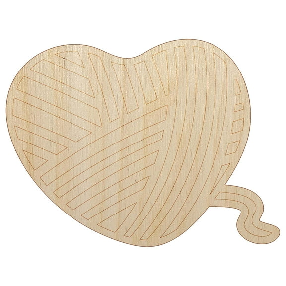 Yarn Heart Wood Shape Unfinished Piece Cutout Craft DIY Projects - 4.70 Inch Size - 1/8 Inch Thick