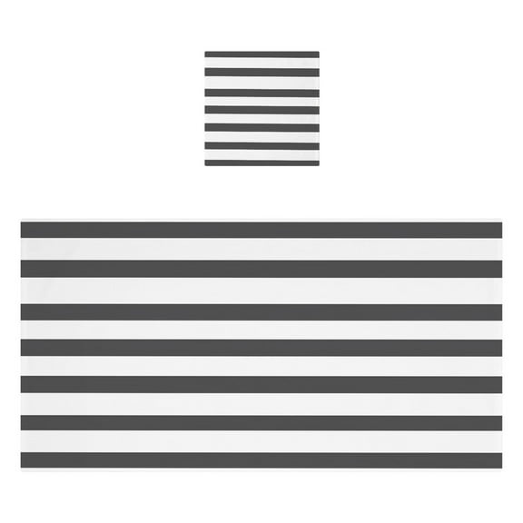 Minimalist Black and White Stripe 2 Piece Cotton Bath and Face Towel Set Soft and Absorbent, for Beach Pool Bathroom