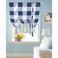 thumbnail image 2 of Navy Blue Plaid Tie Up Curtains for Window, Thermal Insulated Balloon Shade Adjustable Rod Pocket Curtains Valance Panels for Kitchen Bathroom Cafe 42 x 54 Spring Farmhouse Buffalo Checkered, 2 of 6