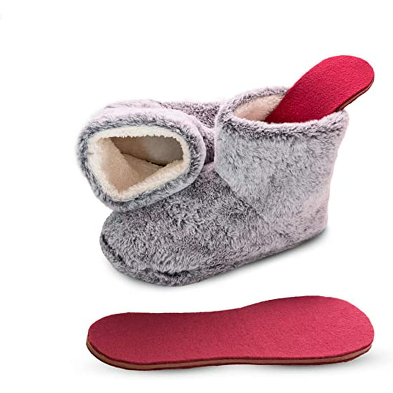 Stien Spild apotek Snook-Ease Microwavable Heated Slippers Feet Warmers Booties with Heated  Insole Inserts, Grey - Walmart.com