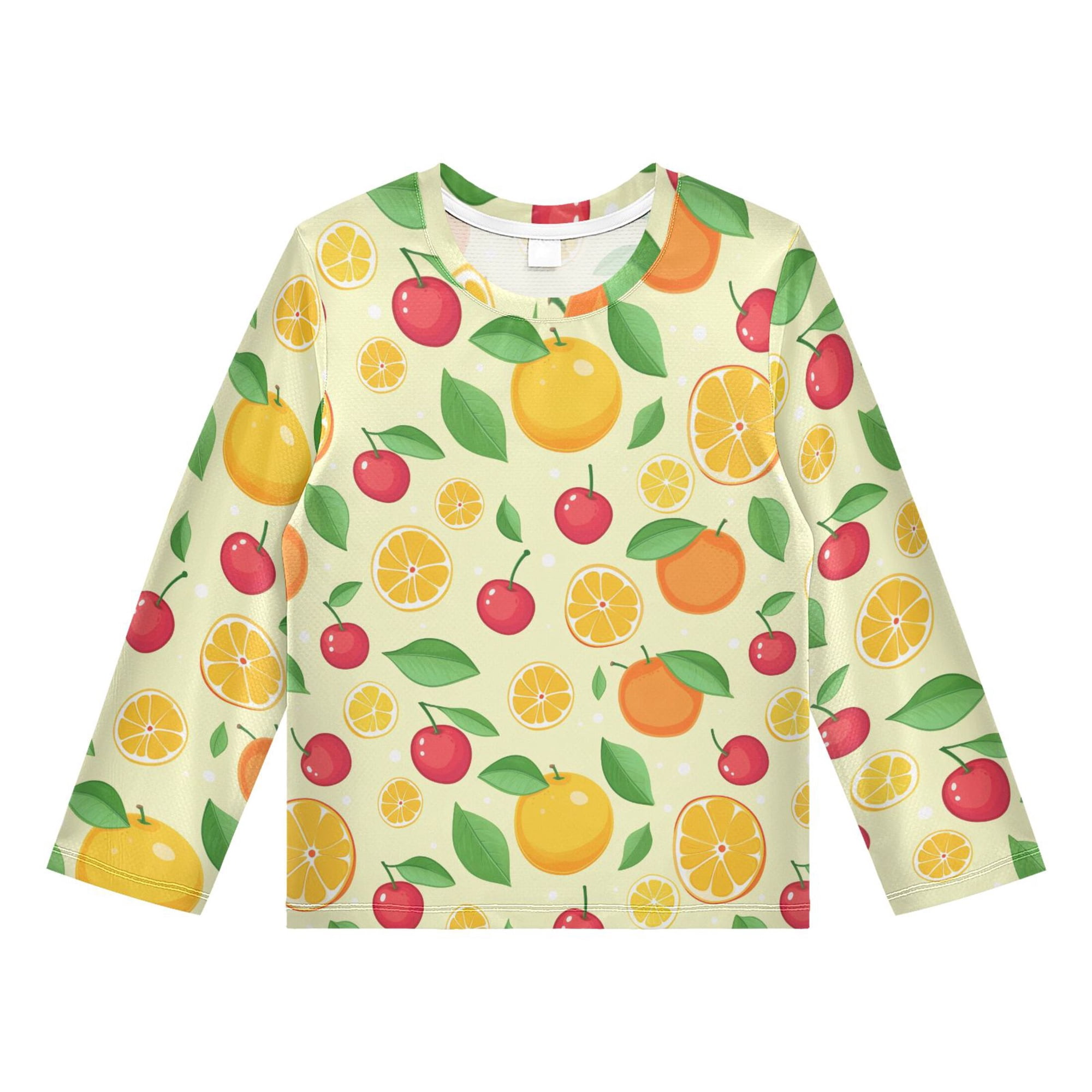 Fruit Pattern Boys Rash Guard Shirts UPF 50 Plus Sun Protection Short Sleeve Swim Tees 9-10T