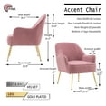 thumbnail image 5 of Accent Chair Velvet Arm Chair Metal Golden Leg Upholstered Bedroom Chair Ergonomics Home Chair Single,Pink, 5 of 9