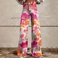 thumbnail image 2 of yunLCZ Womens Dress Pants Wide Leg Pants Woman High Waist Floral Patterned Pants Lightweight Loose Fit Casual Colorful Trouser Imitation Jeans, 2 of 4
