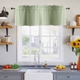 thumbnail image 4 of 2 Panels Sage Green Ombre Valance for Windows, Farmhouse Green Gradient Modern Art Light Filtering Kitchen Curtains, Rod Pocket Window Treatment Curtain Valances for Living Room Bedroom, 42"x12", 4 of 9