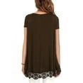 thumbnail image 3 of Uhndy Women Summer Top Short Sleeve Lace Trim O-Neck A-Line Tunic Basic Tee Blouse Shirts Coffee L, 3 of 3