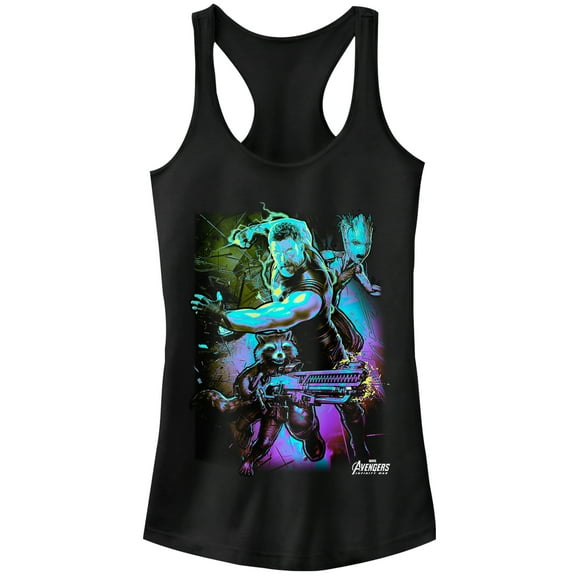 Junior's Marvel Avengers: Infinity War Thor Lightning Racerback Tank Top Black Large