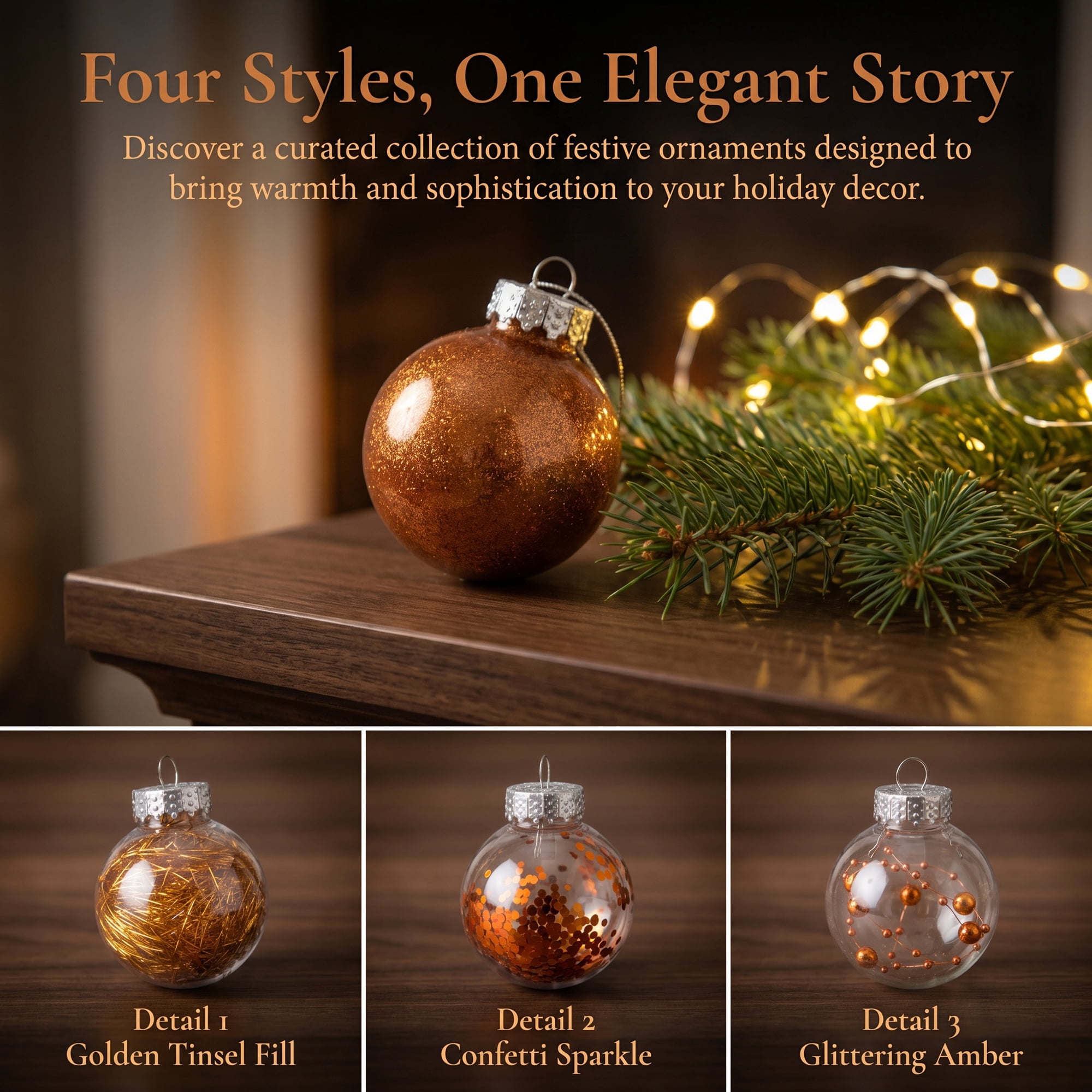 Unique Bargains Christmas Tree Ornaments - 24 Pack Baubles Shatterproof Balls Bronze 2.4"