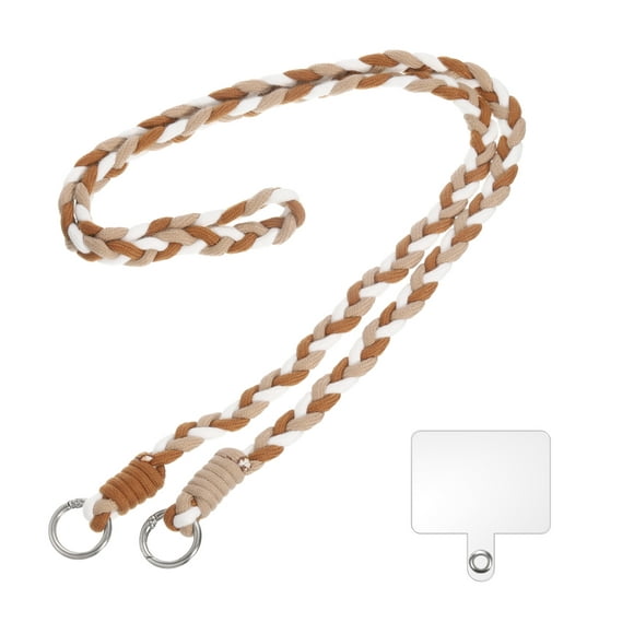 Unique Bargains Phone Lanyard Crossbody Neck Lanyard Wrist Lanyard with Lanyard Patch for All Smartphone White Gray Brown 1 Pack