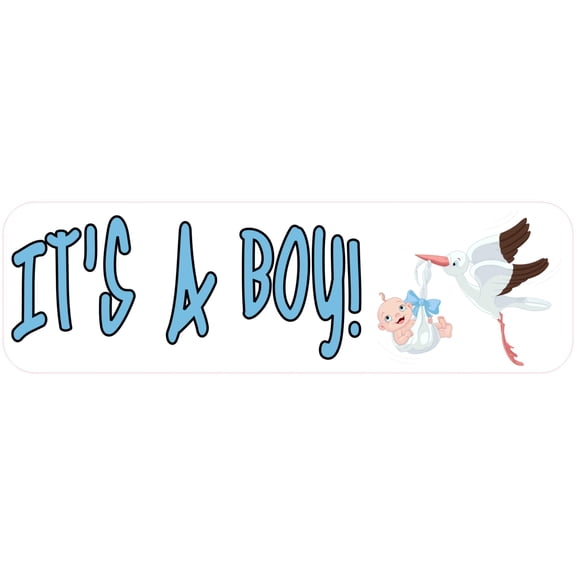 10in x 3in Stork Its A Boy Bumper Sticker