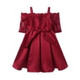 thumbnail image 4 of iEFiEL Kids Girls Sheer Lace Embroidered Flower Dress Princess Pageant Bridesmaid Birthday Dress Burgundy 4, 4 of 4