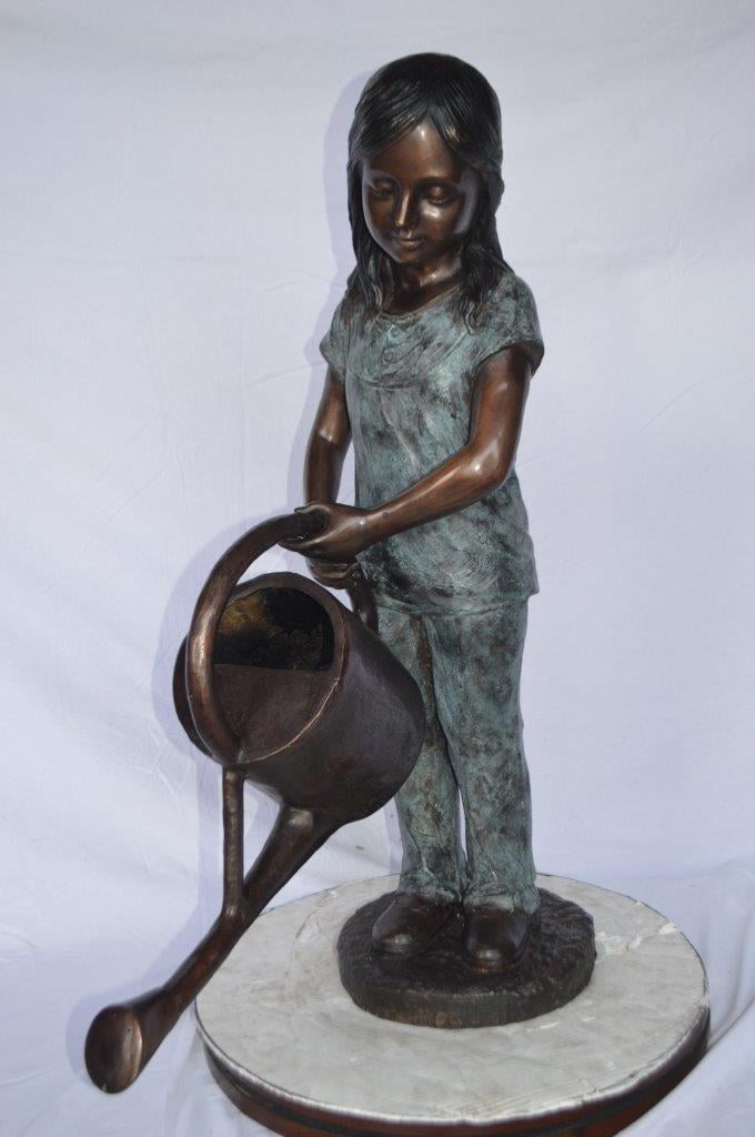 Nifao Girl Gardening Outdoor Fountain Statue, Bronze Garden Water Feature Sculpture for Patio & Garden – Outdoor Garden Decor Sculpture, 27"L x 14"W x 41"H