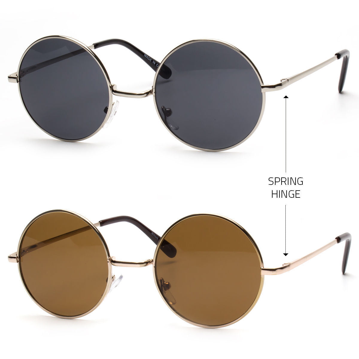 Small Round Frame Sunglasses GOLD metal circle lennon hippy counter ...
