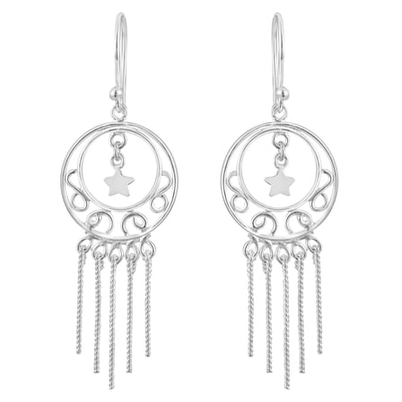 AeraVida Dramatic Starry Tiered Rope Chandelier Sterling Silver Dangle Earrings